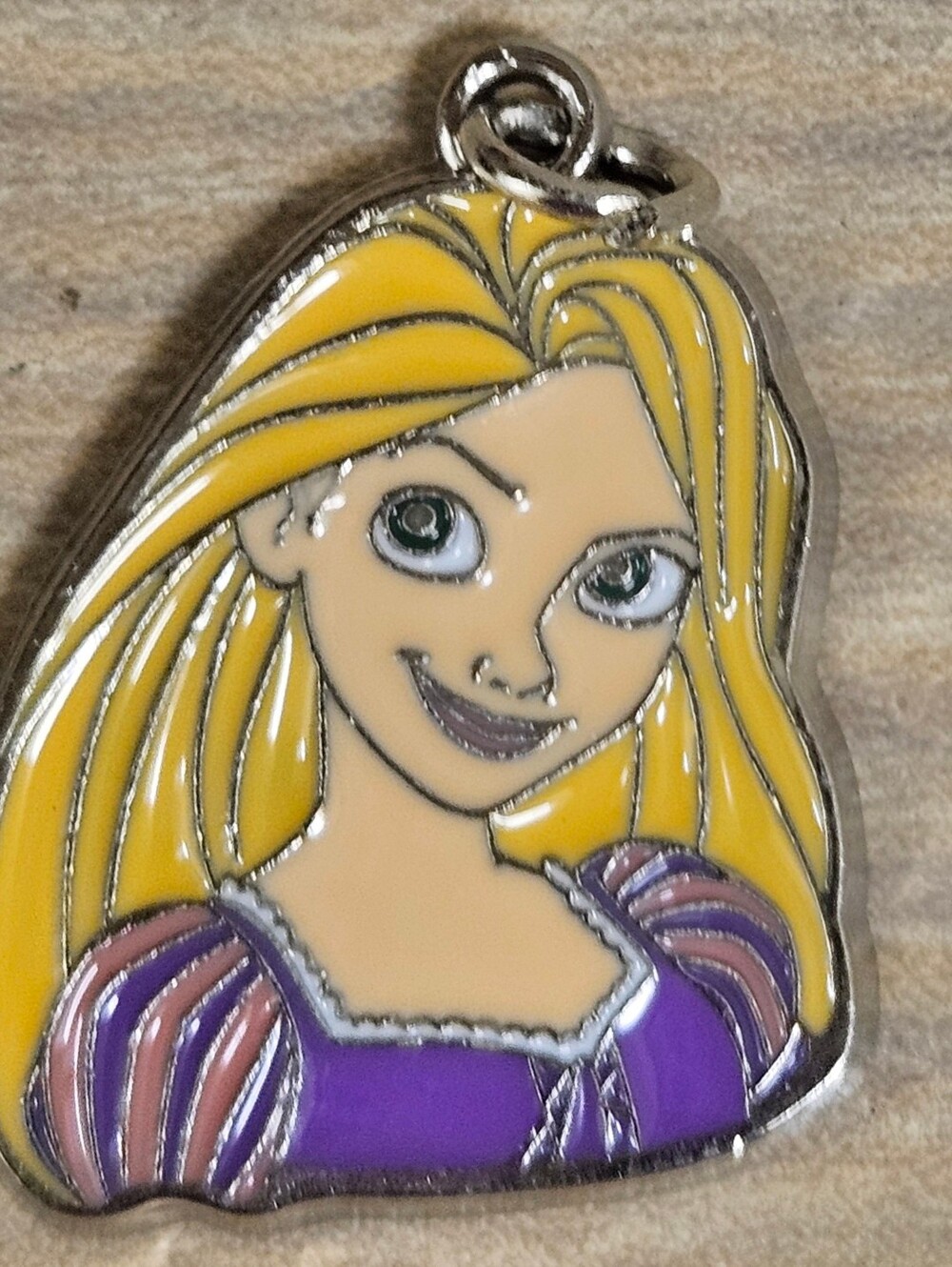 DISNEY ENTANGLED Princess Rapunzel SILVER TONE ENAMEL PENDANT CHARM